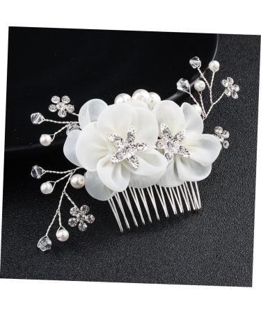 Ipetboom Tiara Decor Combs Flower Hair Comb Rhinestone Comb Bride Headpieces for Wedding Rhinestone Hair Comb Crystal Hair Comb Bride Comb Headgear White Rhinestones Silk Flower Miss - Buy Online on GoSupps.com