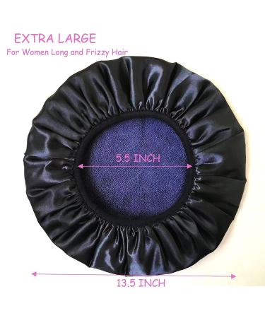 Black G.traveller Large Triple Layer Terry Cloth Shower Cap | 100% Waterproof Microfiber Bonnet for Women | Reusable & Silky Satin Lining - Buy Online on GoSupps.com