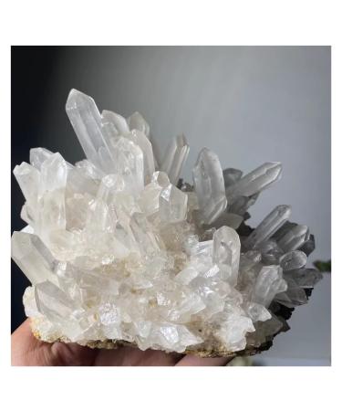 Natural Crystal Rough Crystal Cluster Natural Rare White Quartz Crystal Cluster Specimen (Size : 350-400g)