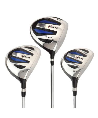 Ram Golf EZ3 Mens Wood Set - Driver, 3 & 5 Wood -Headcovers Included Right steel Regular