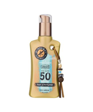 Byron Bay Australia SPF 50 Sun Lotion Spray Bronzing & Tan Activator For A Deeper Tan - UVA & UVB Instant Protection Non-Greasy Water-Resistant No White Marks - Summer Fragrance 200ml
