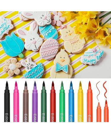 Oikabio 10 Pieces Food Colour Pens Baking Edible Marker Pen Food Pen Tip Colouring Marker for DIY Cake Decoration Biscuits - Buy Online on GoSupps.com