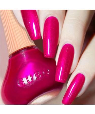 Hot Pink Nail Polish Rose Quick-Dry Nail Polish Neon Pink Glitter Air Dry Nail Lacquer Bright Pink Chrome Nail Varnish Fuchsia Shimmer No need for UV LED nail lamps Rose Red
