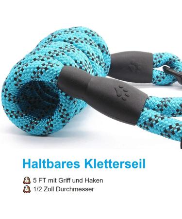 1.8m Thick Dog Leash with Padded Handle - Strong Reflex Seams for Night Safety | Suitable for All Dog Sizes - Blue 180x1.2 cm - Buy Online on GoSupps.com