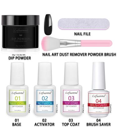 LOFUANNA DIP Powder Nail Starter Kit - Black Dipping Powder with Base/Top Coat & Activator | DIY French Dip Manicure Set - No Nail Lamp Required - Buy Online on GoSupps.com