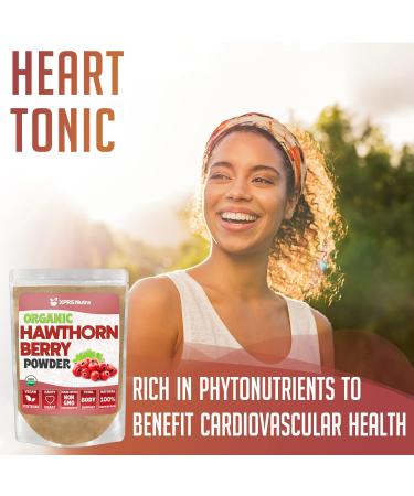 XPRS Nutra Organic Hawthorn Berry Powder - Premium USDA Certified Cardiovascular Support Supplement - Vegan Friendly 16oz - Buy Online on GoSupps.com