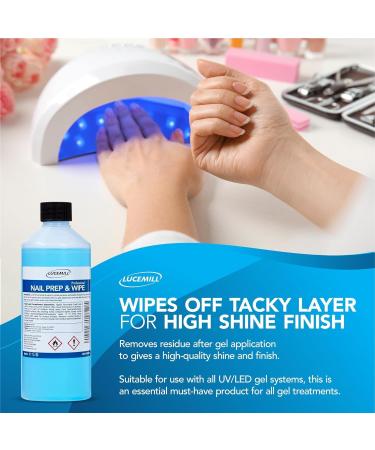 Lucemill Nail Prep & Wipe Gel Nail Polish Cleanser I 500ml | Professional Formula for Gel Nails Acrylics & Nail Tips | Alcohol for Nails & Gel Wipe Off Solution I Comes with 200 Lint Wipes - Buy Online on GoSupps.com