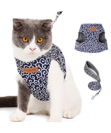 Etopar's cat dishes and line set adjustable cat vest jacket for kittens cat breast harness ultra -light outbreak -proof adjustable for pets puppies S blue