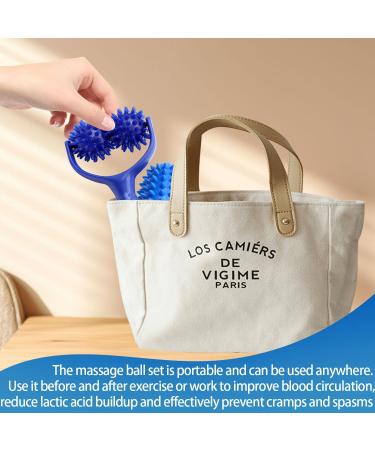 Premium Explant Massage Rollers with Handles | 3 Hedgehog Ball Foot Massage Scooter for Ultimate Relaxation | Self-Massage Fascia Roller for Foot Relief - Buy Online on GoSupps.com