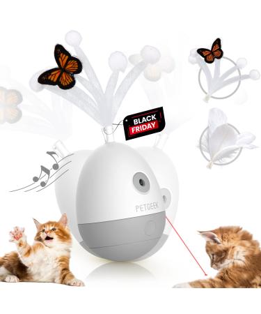 PETGEEK Laser Pointer Cat Toy, Interactive Cat Toy for Kitten Toys, Cat Laser Toy with Bird Squeaky, Automatic Rotating Cat Laser Pointer with Cat Wand Replacement, Interactive Cat Toys for Indoor Cats Gray - Buy Online on GoSupps.com