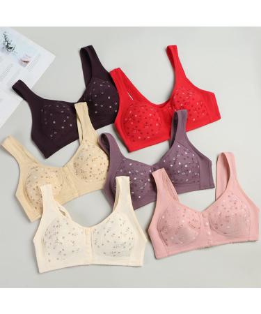 Shop Houkig Women's Plus Size Buckle Underwear - Soft Cotton Vest BH 105D Red for Middle-Aged & Older - Buy Online on GoSupps.com