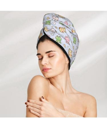 Cute Animals Cartoon Microfiber Hair Towel - Super Absorbent Velvet Wrap for Women | Perfect for Long Curly & Thick Hair - Buy Online on GoSupps.com
