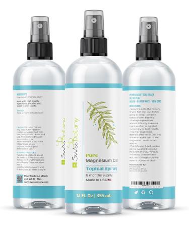 Pure Magnesium Oil Spray - Magnesium Spray for Feet - 12 fl oz (Lasts 9 Months) - USP Grade Organic Topical Magnesium Spray - Naturally Sources - eBook Included - Made in USA - Buy Online on GoSupps.com