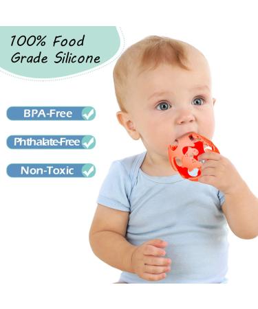 Baby Teething Toys Dinosaur Teethers for 3+ Months - Safe Teether Ball & Pacifier (Red) - Buy Online on GoSupps.com