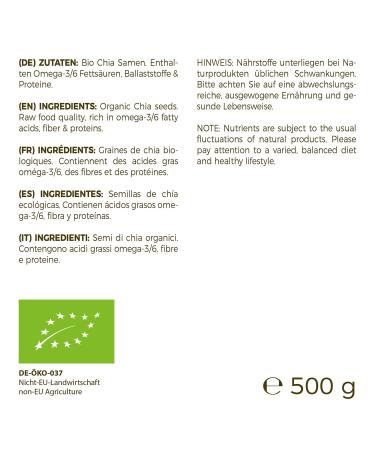 GreatVita Organic Chia Seeds 500g - Non-GMO Natural Superfood for Health & Wellness - International Shipping Available - Buy Online on GoSupps.com