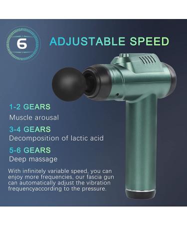 Percussion Massage Gun - Wireless Handheld Deep Tissue Muscle Massager with 6 Speeds & 6 Massage Heads - Quiet Brushless Motor - Light Green - Buy Online on GoSupps.com