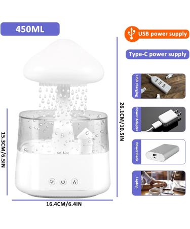 Cloud Rain Humidifier with Colorful Light & Aroma Diffuser - 7 Color Changing Lights - Multifunctional for Home, Desk, Bedside - White - Buy Online on GoSupps.com