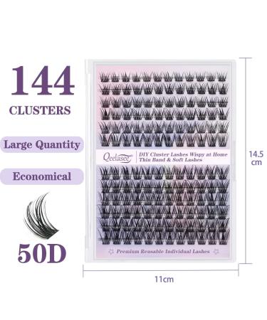 Qeelasee DIY d Curl Eyelash Clusters - 144pcs Natural 0.07 50D Wispy Volume Lashes (8-18mm) - Perfect for Stunning Looks - Buy Online on GoSupps.com