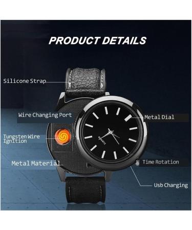 Multifunctional Electric Lighter USB Lighter with Tungsten Ignition Function Watch with Rechargeable Candle flameless Lighter(Gold) - Buy Online on GoSupps.com