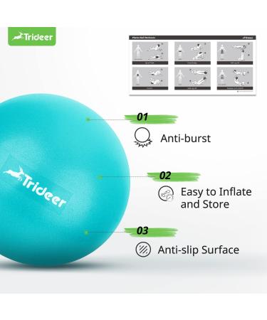 Trideer 9 Inch Pilates Ball - Small Exercise Ball for Core Training & Physical Therapy - Yoga Barre Ball for Balance & Stability - Includes Exercise Guide - Turkis - Buy Online on GoSupps.com