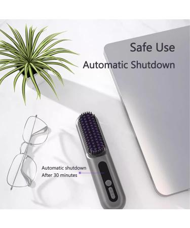 Buy Cordless Hair Straightener Comb | Portable Travel Brush with 9 Temperature Settings & Anti-Scalding | Fast Heating & Auto Shutdown - Grey - Buy Online on GoSupps.com