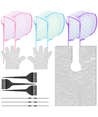 Disasserno 15 pc hair dyel brush set hair dye tools hairdresser accessories including PVC hair-highlighter caps disposable hair gloves colored brushes for at home salon hair color