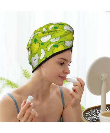 Green Apple Microfiber Hair Towel - Soft Super Absorbent Wrap for Women | Quick Dry Coral Velvet Cap for Long Curly and Thick Hair - Buy Online on GoSupps.com
