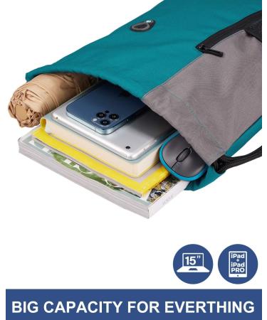 LIVACASA Waterproof Drawstring Backpack with USB Port and Headphone Hole - Grey/Blue - Buy Online on GoSupps.com