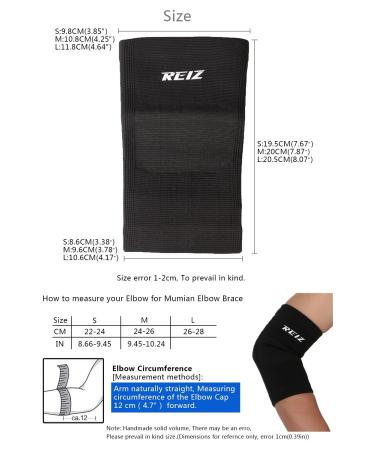 REIZ RZ702 Elastic Elbow Brace Sleeve Support Black - Large | Premium Comfort & Stability for Sports & Daily Use | International Shipping Available - Buy Online on GoSupps.com