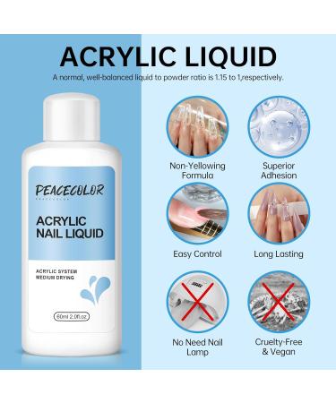 PEACECOLOR Manicure Acrylic Liquid Nail Kit 60ML Professional Monomer Acrylic Liquid MMA PB01-009 - Buy Online on GoSupps.com