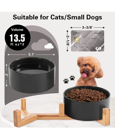 Ihoming Ceramic Dog Cat Food and Water Bowls Set with Wooden or Iron Stand - Modern Cute Bowls for Small and Medium Sized Pets - 13.5OZ & 28OZ - Buy Online on GoSupps.com