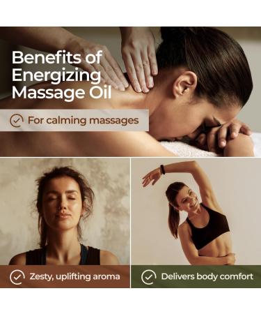 Gya Labs Energizing Massage Oil - 200 ml Body Massage Oils with Lemon, Grapefruit, Rosemary, Peppermint, Jojoba & Argan Oils - Buy Online on GoSupps.com