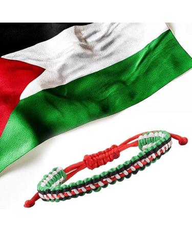 Shop Oralgo's Handmade Adjustable Palestinian Woven Bracelet Flag Design Braided Cotton Statement Piece - Buy Online on GoSupps.com