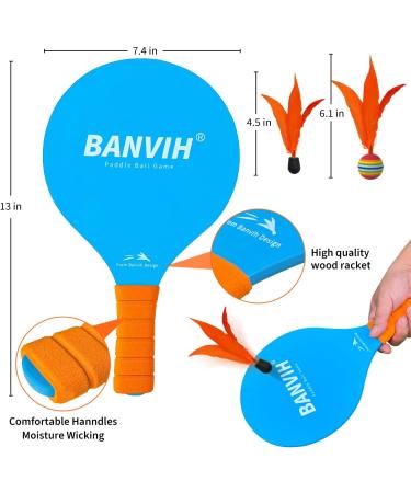 Paddle Ball Games Set with 4 Racquets, 10 Birdies & Drawstring Bag - Outdoor Indoor Sports Toys for Beach, Yard, Lawn Play - Fun for Kids, Teens, Adults & Family - Buy Online on GoSupps.com