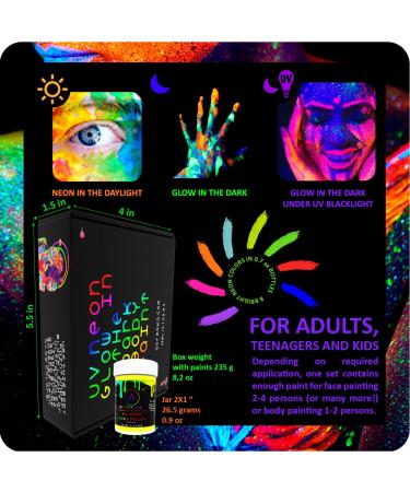 Aofmoka Neon Body and Face Paint - Glows in the Dark, Blacklight Reactive, 8 Non-Toxic Fluorescent Colors - Buy Online on GoSupps.com