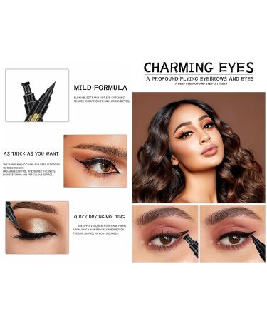 Go Ho Black Waterproof Wing Stamp Eyeliner 2 PCS - Cat Eye Winged Eyeliner Stamp for Left & Right Wing - Smudge-proof & Long-Lasting - 10MM Super Slim Felt Tip - Buy Online on GoSupps.com
