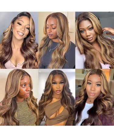 18 Inch Honey Blonde Highlight Ombre Body Wave Lace Front Wig - Grade 9A Malaysian Virgin Human Hair - Pre Plucked & Bleached Knots - Glueless - Women's Human Hair Wig (4/27) - Buy Online on GoSupps.com
