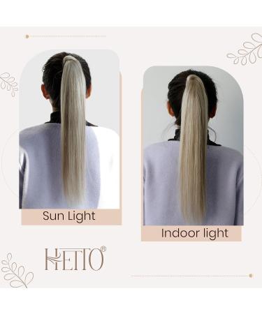 Hetto Blonde Ponytail Extensions Real Hair Wrap Around Braid | Remy Extensions #17/23 Ash Blonde Mix | 45 cm 80g - Hot Sales! - Buy Online on GoSupps.com