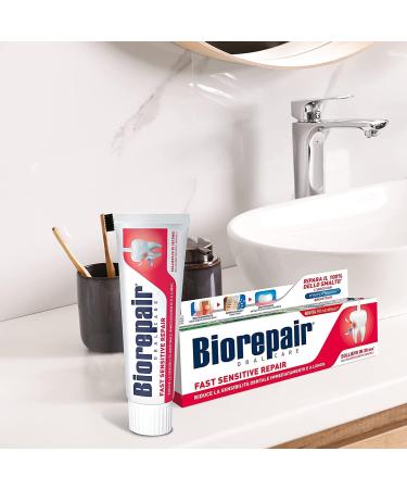 3ST Biorepair Fast Sensitive Toothpaste 75ml (Pack of 3) - Protect & Repair Acid Erosion & Plaque - Family Safe - Buy Online on GoSupps.com