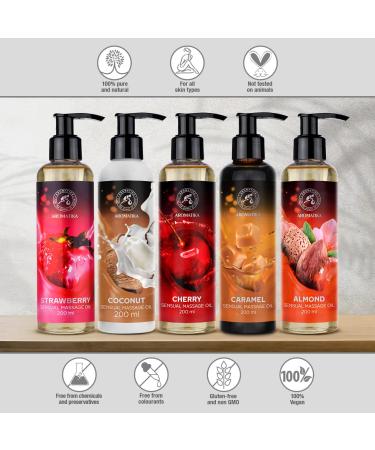 Buy Sensual Vanilla Coconut Massage Oil 2x200ml - Edible Kissable Body Oil with Almond & Grape Seed Oil for Relaxation - Buy Online on GoSupps.com