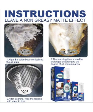 Beedac Bubble Cleaner Bubble Cleaner Foam Foaming Heavy Oil Stain Cleaner Stubborn Grease & Grime Remover Bubble Spray for Range Hood Oven Pots Grill Sink (100ml-2pcs) - Buy Online on GoSupps.com
