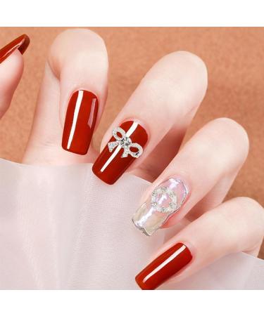 3D Nail Charms 24pcs Shiny Rhinestones Heart Bow Dangle Gems - Silver Metal Nail Jewelry for Luxury Nail Art Designs - Buy Online on GoSupps.com