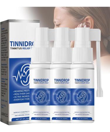 Tinnidrop Tinnitus Relief Spray Tinnitus Relief Spray Tinnitus Relief for Ringing Ears Relieve Ear Discomfort Earwax Cleaning Care Spray for Relieves Tinnitus Ear Back (3 Pcs)