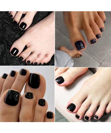 Semi Cured Gel Nail Strips 32 Pcs Black Gel Toenail Sticker Gel Toeail Strips Full Wraps Adhesive Semi Cured Gel Toenail Wrap Pedicure Set with Nail File & Stick (UV/LED Lamp Required) - Buy Online on GoSupps.com