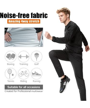 KEBILI Women's Sauna Suit for Weight Loss - Black Round Sweatshirt Top & Pants Set (Size L) - Buy Online on GoSupps.com