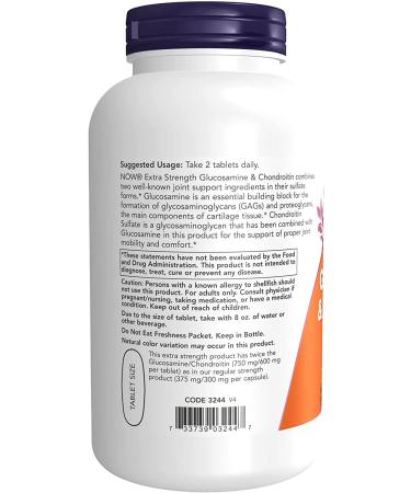 Now Foods Glucosamine & Chondroitin Extra Strength - 240 Tablets for Joint Health - Buy Online on GoSupps.com