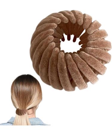 Magic Hair Clips - Bird Nest Ponytail Holder Lazy Hair Bun Maker | Bird Nest Velvet Magic Hair Clip Three Rows Teeth Styling Supplies for Making Ponytail Bun Long Short Curly Straight Hair Khaki - Buy Online on GoSupps.com