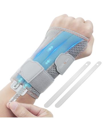 CureCare wrist support with 2 alternating rails wrist bandage for pain relief adjustable carpal tunnel syndrome rail wrist bandages for tendinitis arthritis (L/XL left) L/XL left-gray