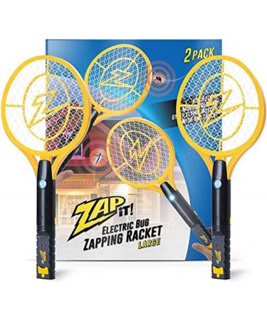 ZAP IT Bug Zapper Rechargeable Bug Zapper Racket 4000 Volt USB Charging Cable 2 Pack Large Yellow