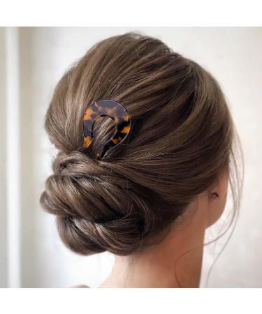 Vintage Cellulose Acetate French Hair Sticks Set - 3 PCS U Shape Hair Clips for Women and Girls with Long Thick Hair (Sawtooth Design) - Buy Online on GoSupps.com